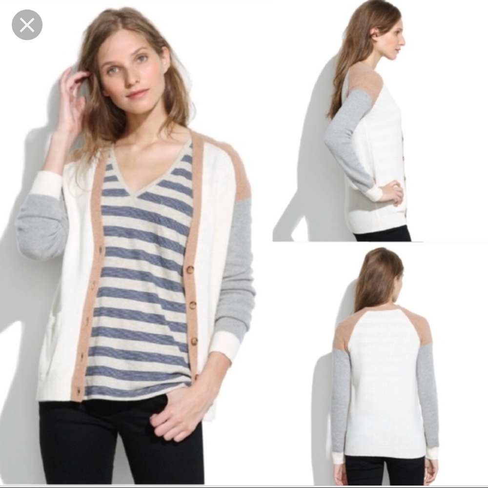 Madewell Colorblock Sweater Cardigan Xsmall